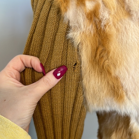 Vintage Jennifer J Y2K Genuine Fur Mustard Zip Jacket - Picture 3 of 6
